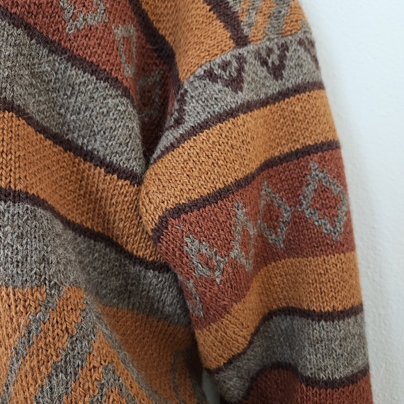 vtg autumn 90s y2k grunge stripe boho indie urban chunky knit sweater - Picture 6 of 8